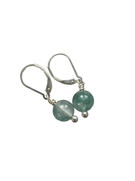 Green Jade Lever Back Earrings