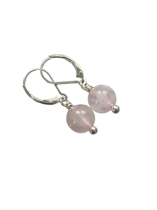 Rose Quartz Lever Back Earrings