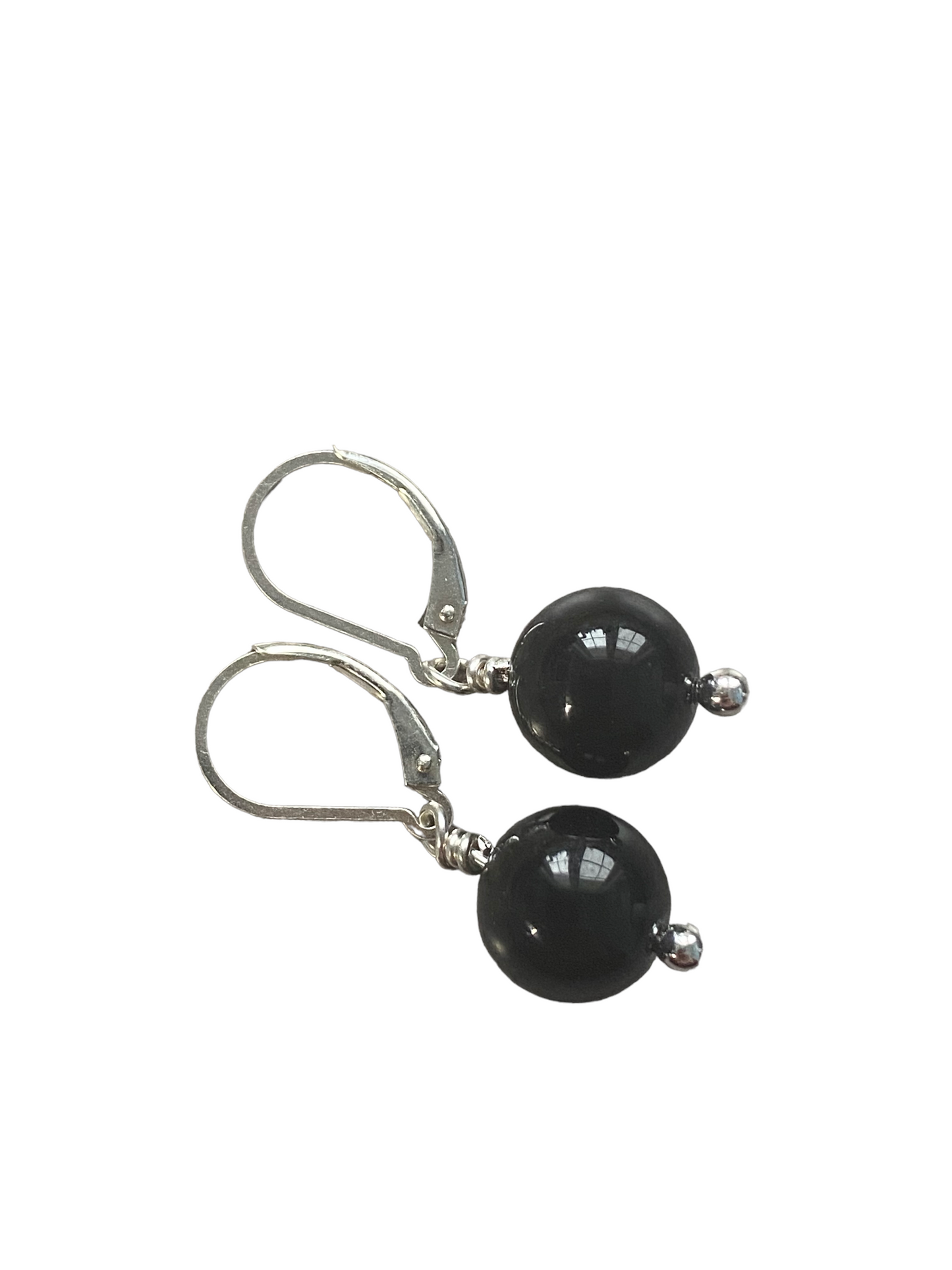 Black Agate Lever Back Earrings